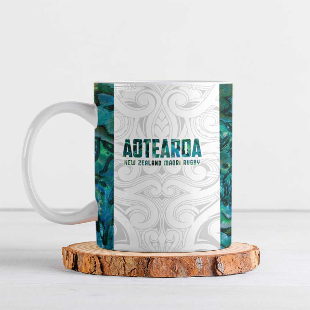 Custom New Zealand Aotearoa Ceramic Mug Green Maori Paua Shell Indigenous - Aussie Hoodie