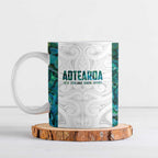 Custom New Zealand Aotearoa Ceramic Mug Green Maori Paua Shell Indigenous - Aussie Hoodie