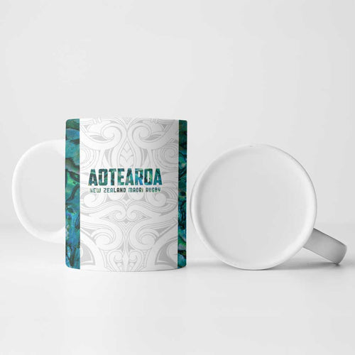 Custom New Zealand Aotearoa Ceramic Mug Green Maori Paua Shell Indigenous - Aussie Hoodie