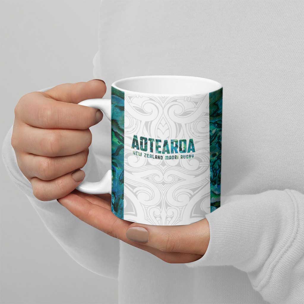 Custom New Zealand Aotearoa Ceramic Mug Green Maori Paua Shell Indigenous - Aussie Hoodie
