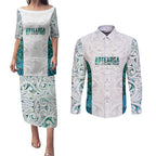 Custom New Zealand Aotearoa Couples Matching Puletasi and Long Sleeve Button Shirt Green Maori Paua Shell Indigenous - Aussie Hoodie
