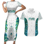 Custom New Zealand Aotearoa Couples Matching Short Sleeve Bodycon Dress and Hawaiian Shirt Green Maori Paua Shell Indigenous - Aussie Hoodie