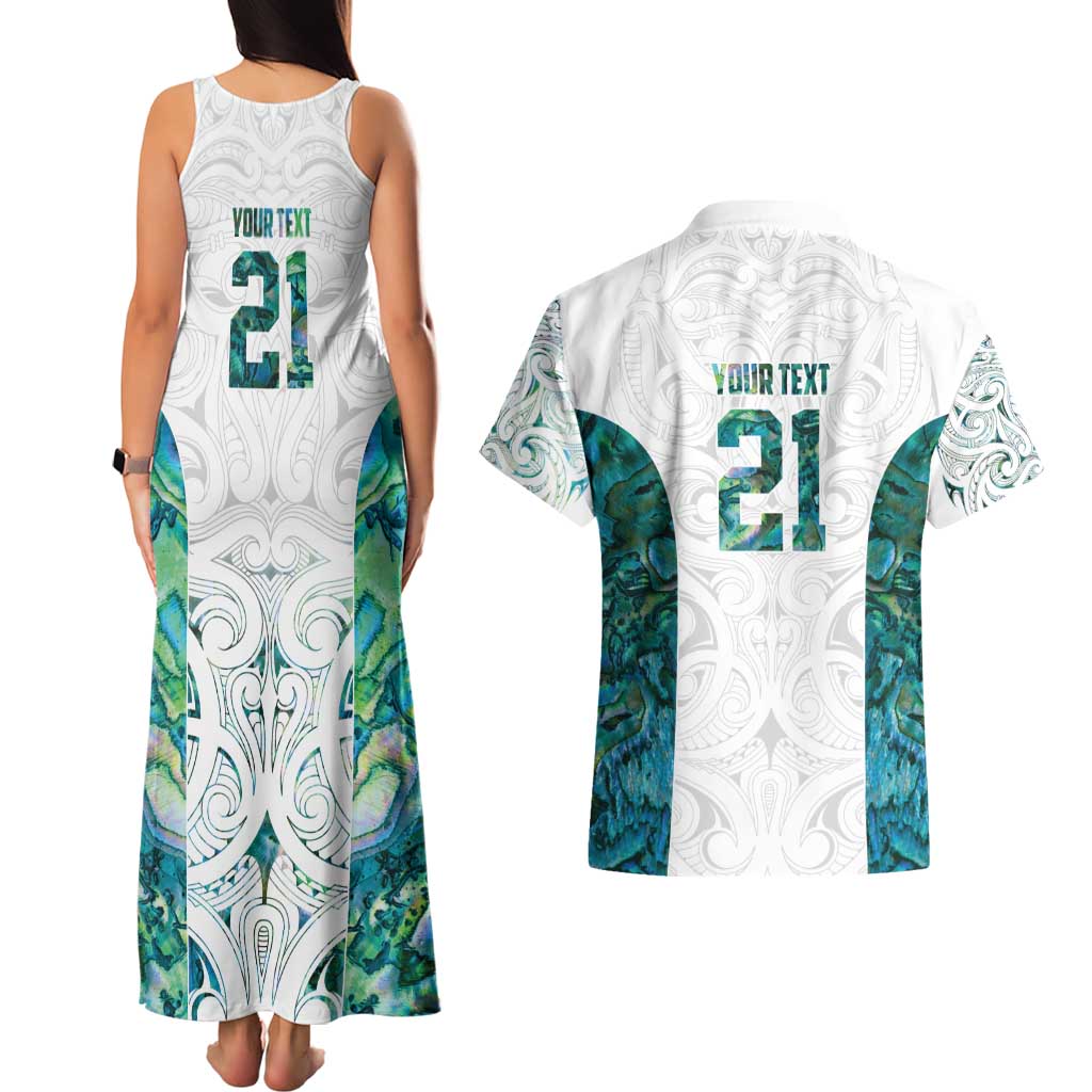 Custom New Zealand Aotearoa Couples Matching Tank Maxi Dress and Hawaiian Shirt Green Maori Paua Shell Indigenous - Aussie Hoodie