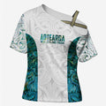 Custom New Zealand Aotearoa Cross Shoulder Shirt Green Maori Paua Shell Indigenous - Aussie Hoodie