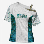 Custom New Zealand Aotearoa Cross Shoulder Shirt Green Maori Paua Shell Indigenous - Aussie Hoodie