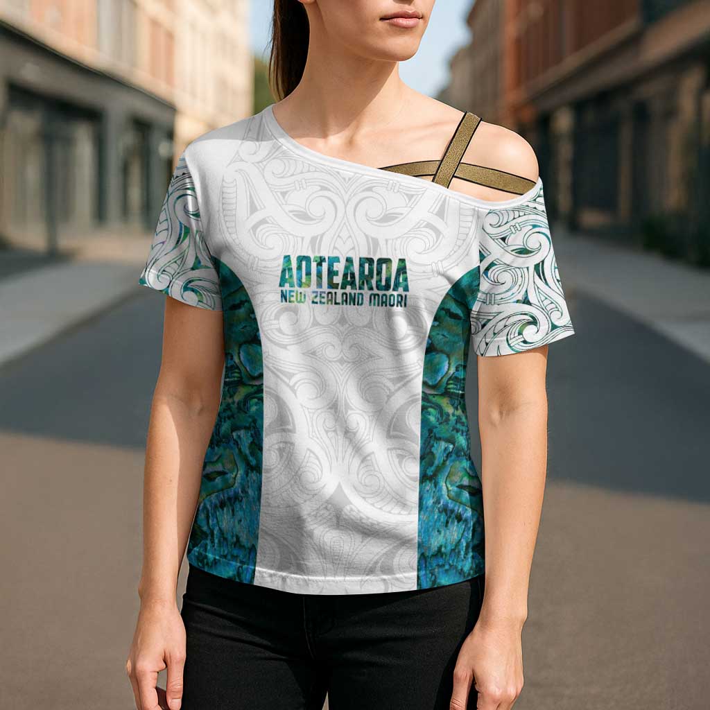 Custom New Zealand Aotearoa Cross Shoulder Shirt Green Maori Paua Shell Indigenous - Aussie Hoodie