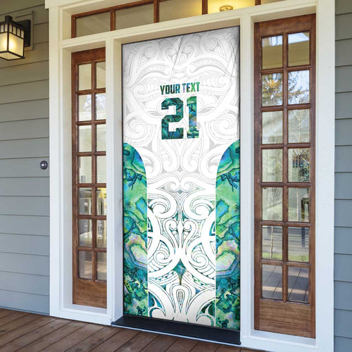 Custom New Zealand Aotearoa Door Cover Green Maori Paua Shell Indigenous - Aussie Hoodie
