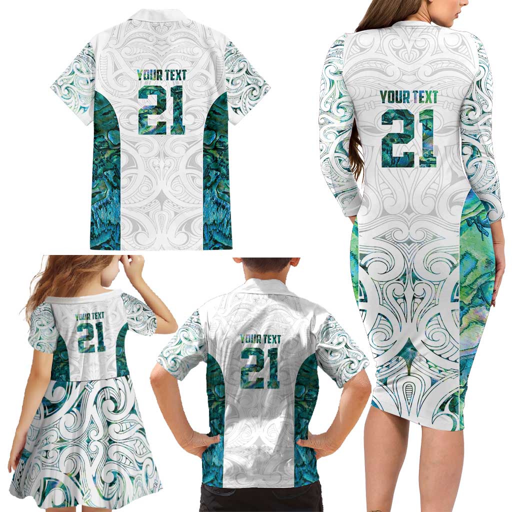 Custom New Zealand Aotearoa Family Matching Long Sleeve Bodycon Dress and Hawaiian Shirt Green Maori Paua Shell Indigenous - Aussie Hoodie