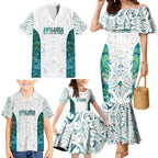 Custom New Zealand Aotearoa Family Matching Mermaid Dress and Hawaiian Shirt Green Maori Paua Shell Indigenous - Aussie Hoodie
