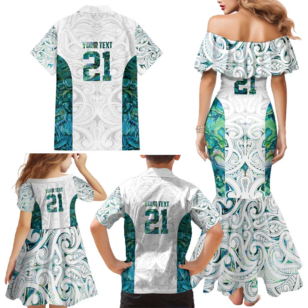 Custom New Zealand Aotearoa Family Matching Mermaid Dress and Hawaiian Shirt Green Maori Paua Shell Indigenous - Aussie Hoodie