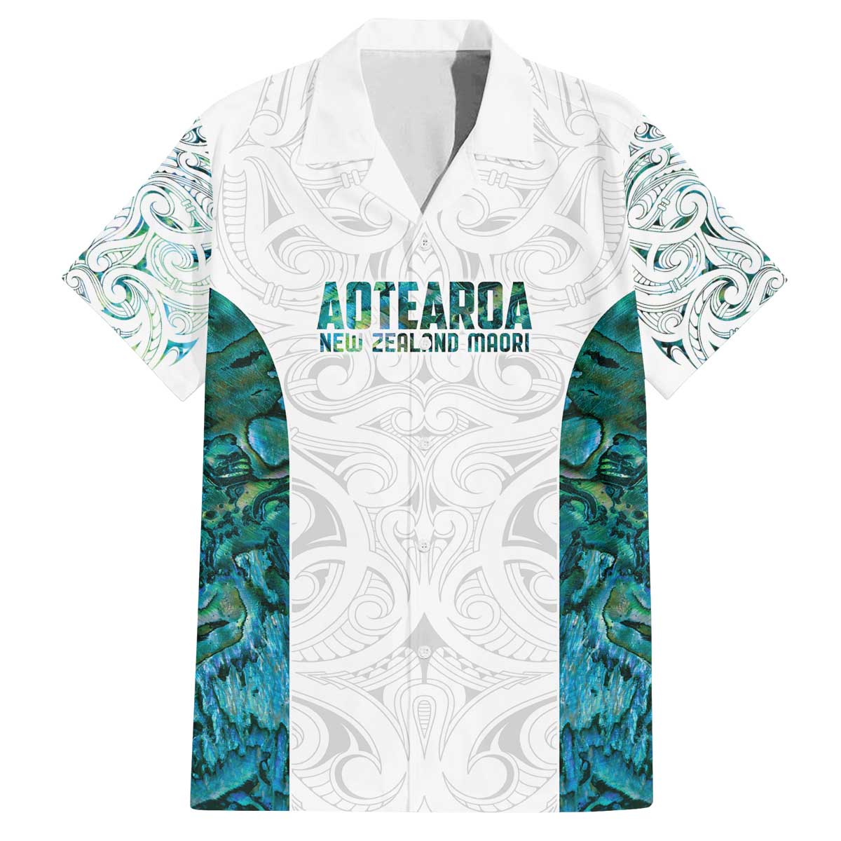 Custom New Zealand Aotearoa Family Matching Off The Shoulder Long Sleeve Dress and Hawaiian Shirt Green Maori Paua Shell Indigenous - Aussie Hoodie