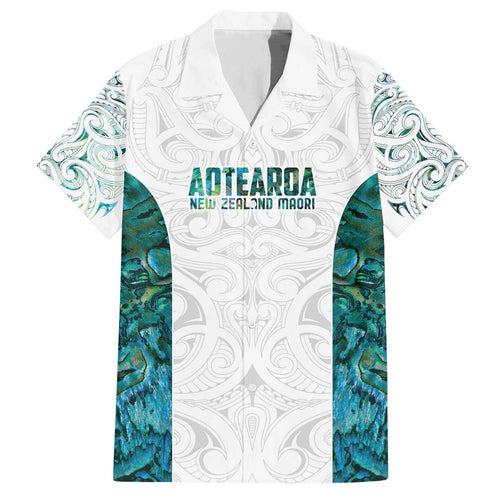 Custom New Zealand Aotearoa Family Matching Off The Shoulder Long Sleeve Dress and Hawaiian Shirt Green Maori Paua Shell Indigenous - Aussie Hoodie