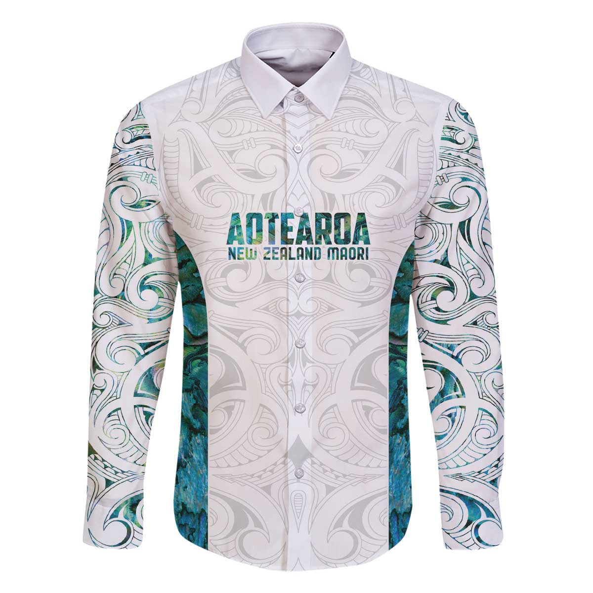 Custom New Zealand Aotearoa Family Matching Off The Shoulder Long Sleeve Dress and Hawaiian Shirt Green Maori Paua Shell Indigenous - Aussie Hoodie