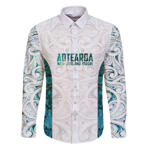 Custom New Zealand Aotearoa Family Matching Off The Shoulder Long Sleeve Dress and Hawaiian Shirt Green Maori Paua Shell Indigenous - Aussie Hoodie