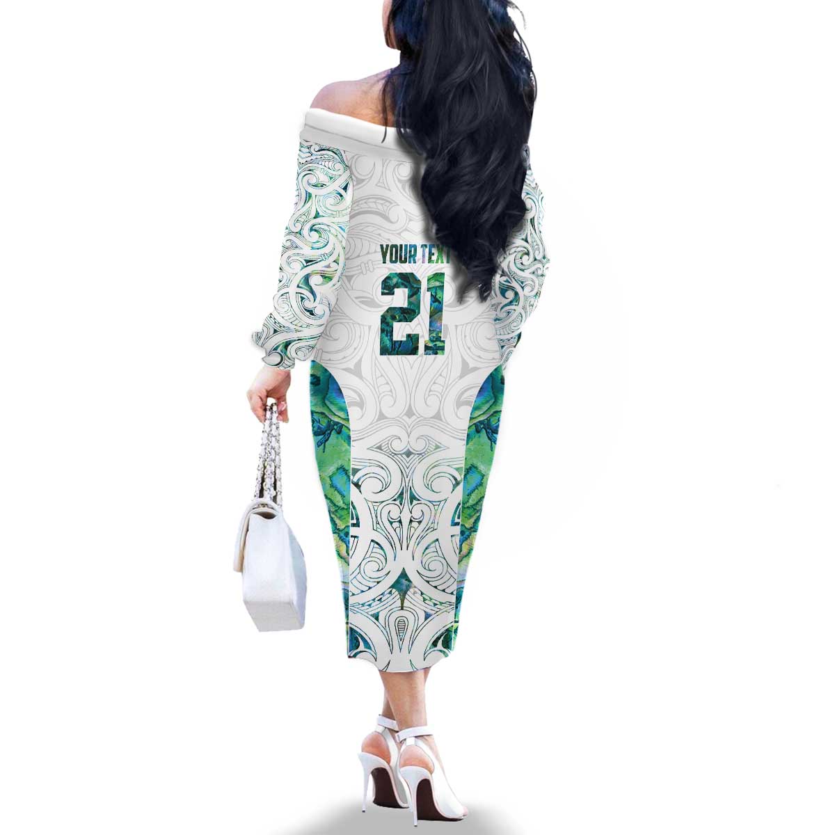 Custom New Zealand Aotearoa Family Matching Off The Shoulder Long Sleeve Dress and Hawaiian Shirt Green Maori Paua Shell Indigenous - Aussie Hoodie