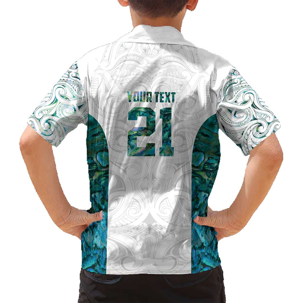 Custom New Zealand Aotearoa Family Matching Off Shoulder Maxi Dress and Hawaiian Shirt Green Maori Paua Shell Indigenous - Aussie Hoodie