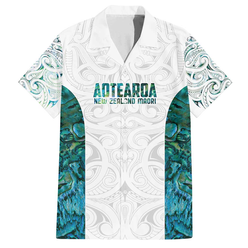 Custom New Zealand Aotearoa Family Matching Off Shoulder Maxi Dress and Hawaiian Shirt Green Maori Paua Shell Indigenous - Aussie Hoodie