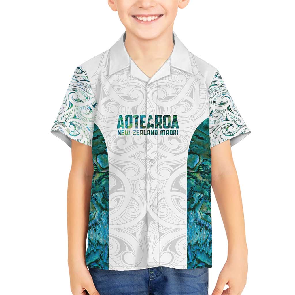 Custom New Zealand Aotearoa Family Matching Off Shoulder Maxi Dress and Hawaiian Shirt Green Maori Paua Shell Indigenous - Aussie Hoodie