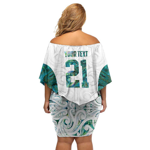 Custom New Zealand Aotearoa Family Matching Off Shoulder Short Dress and Hawaiian Shirt Green Maori Paua Shell Indigenous - Aussie Hoodie