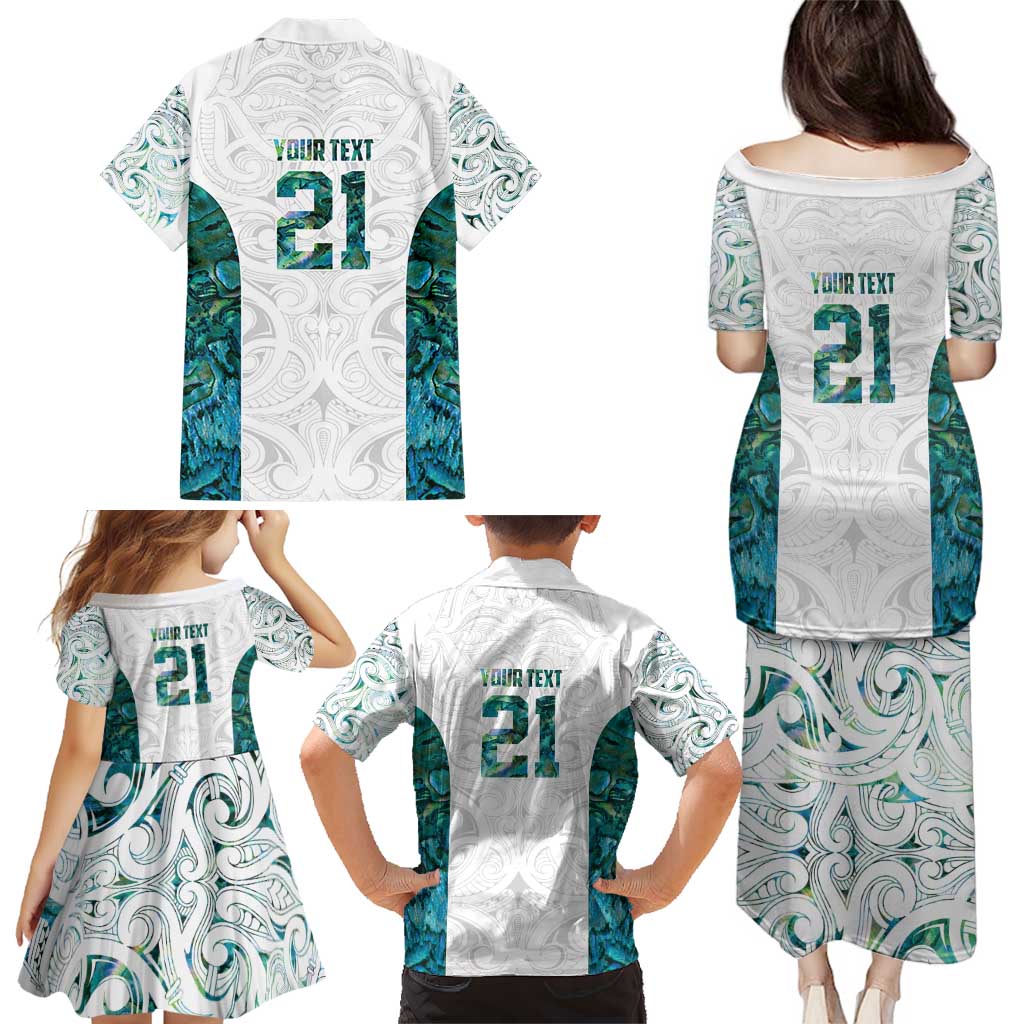 Custom New Zealand Aotearoa Family Matching Puletasi and Hawaiian Shirt Green Maori Paua Shell Indigenous - Aussie Hoodie