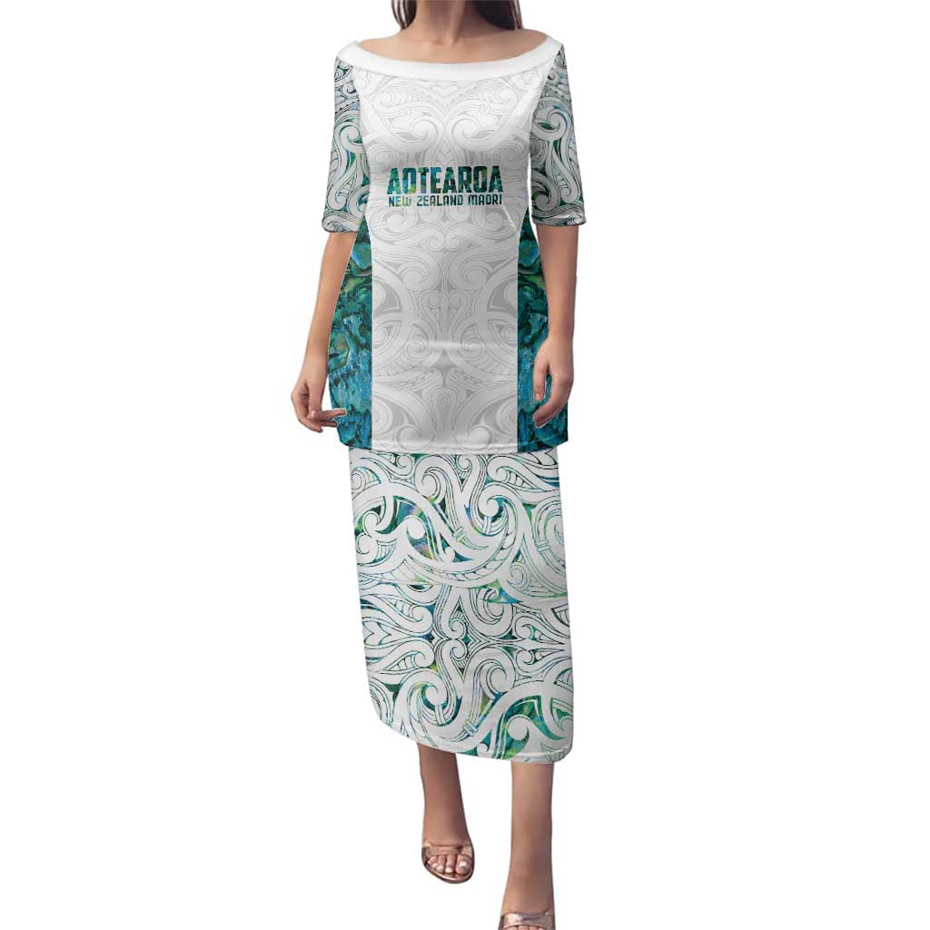 Custom New Zealand Aotearoa Family Matching Puletasi and Hawaiian Shirt Green Maori Paua Shell Indigenous - Aussie Hoodie