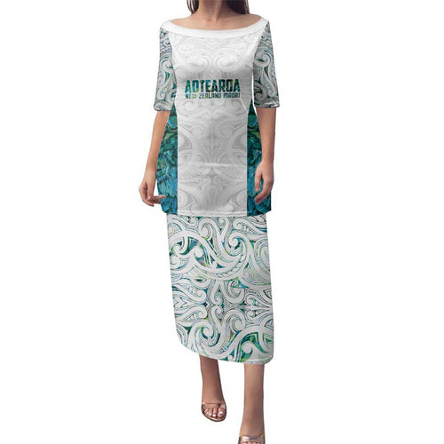 Custom New Zealand Aotearoa Family Matching Puletasi and Hawaiian Shirt Green Maori Paua Shell Indigenous - Aussie Hoodie