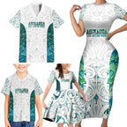 Custom New Zealand Aotearoa Family Matching Short Sleeve Bodycon Dress and Hawaiian Shirt Green Maori Paua Shell Indigenous - Aussie Hoodie