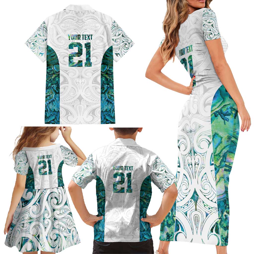 Custom New Zealand Aotearoa Family Matching Short Sleeve Bodycon Dress and Hawaiian Shirt Green Maori Paua Shell Indigenous - Aussie Hoodie