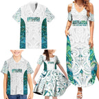 Custom New Zealand Aotearoa Family Matching Summer Maxi Dress and Hawaiian Shirt Green Maori Paua Shell Indigenous - Aussie Hoodie