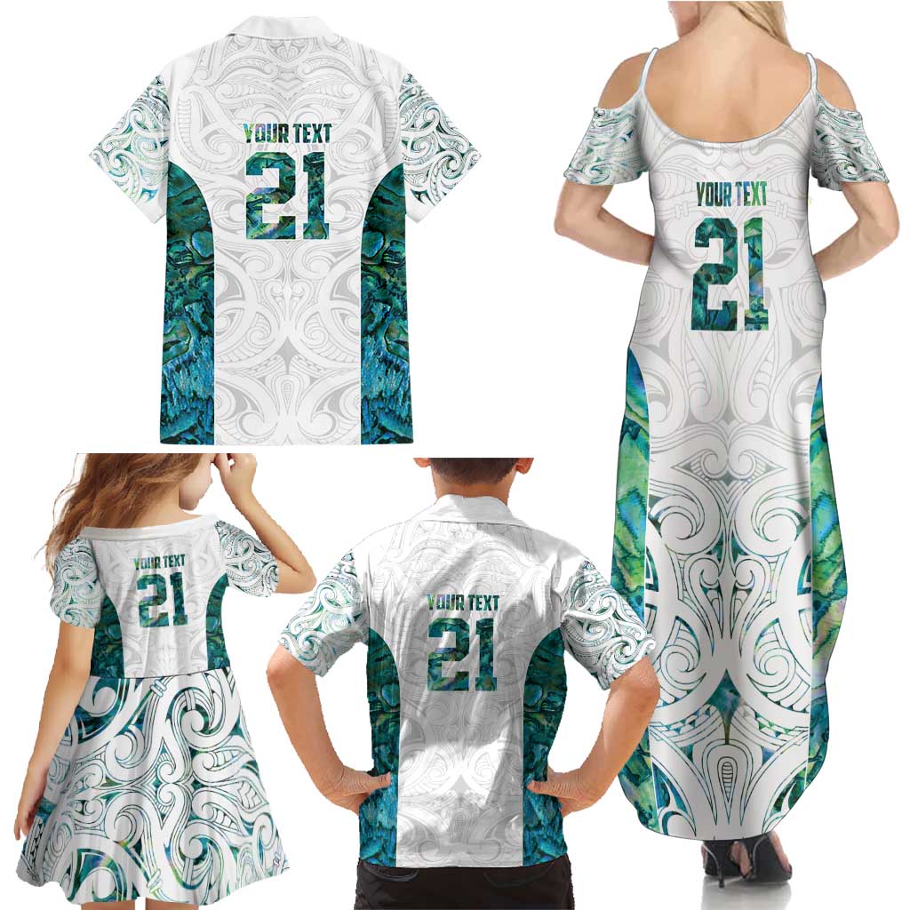 Custom New Zealand Aotearoa Family Matching Summer Maxi Dress and Hawaiian Shirt Green Maori Paua Shell Indigenous - Aussie Hoodie