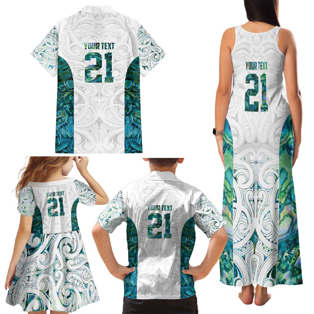 Custom New Zealand Aotearoa Family Matching Tank Maxi Dress and Hawaiian Shirt Green Maori Paua Shell Indigenous - Aussie Hoodie