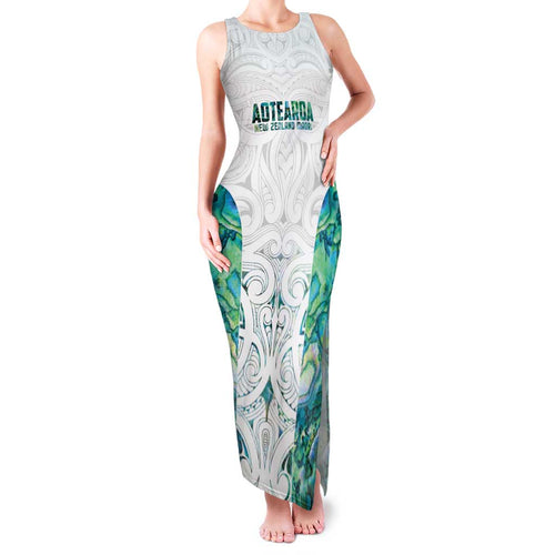 Custom New Zealand Aotearoa Family Matching Tank Maxi Dress and Hawaiian Shirt Green Maori Paua Shell Indigenous - Aussie Hoodie