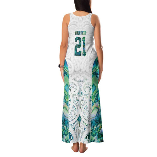 Custom New Zealand Aotearoa Family Matching Tank Maxi Dress and Hawaiian Shirt Green Maori Paua Shell Indigenous - Aussie Hoodie