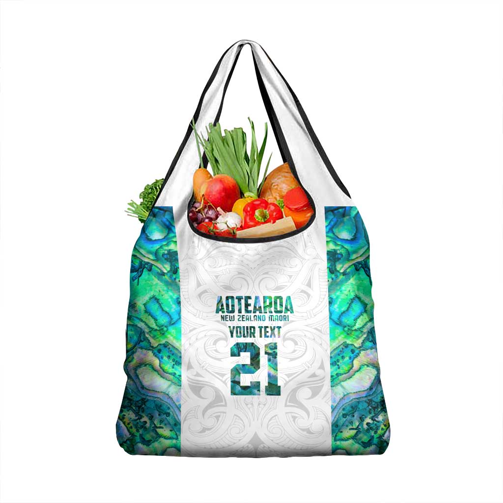 Custom New Zealand Aotearoa Grocery Bag Green Maori Paua Shell Indigenous - Aussie Hoodie