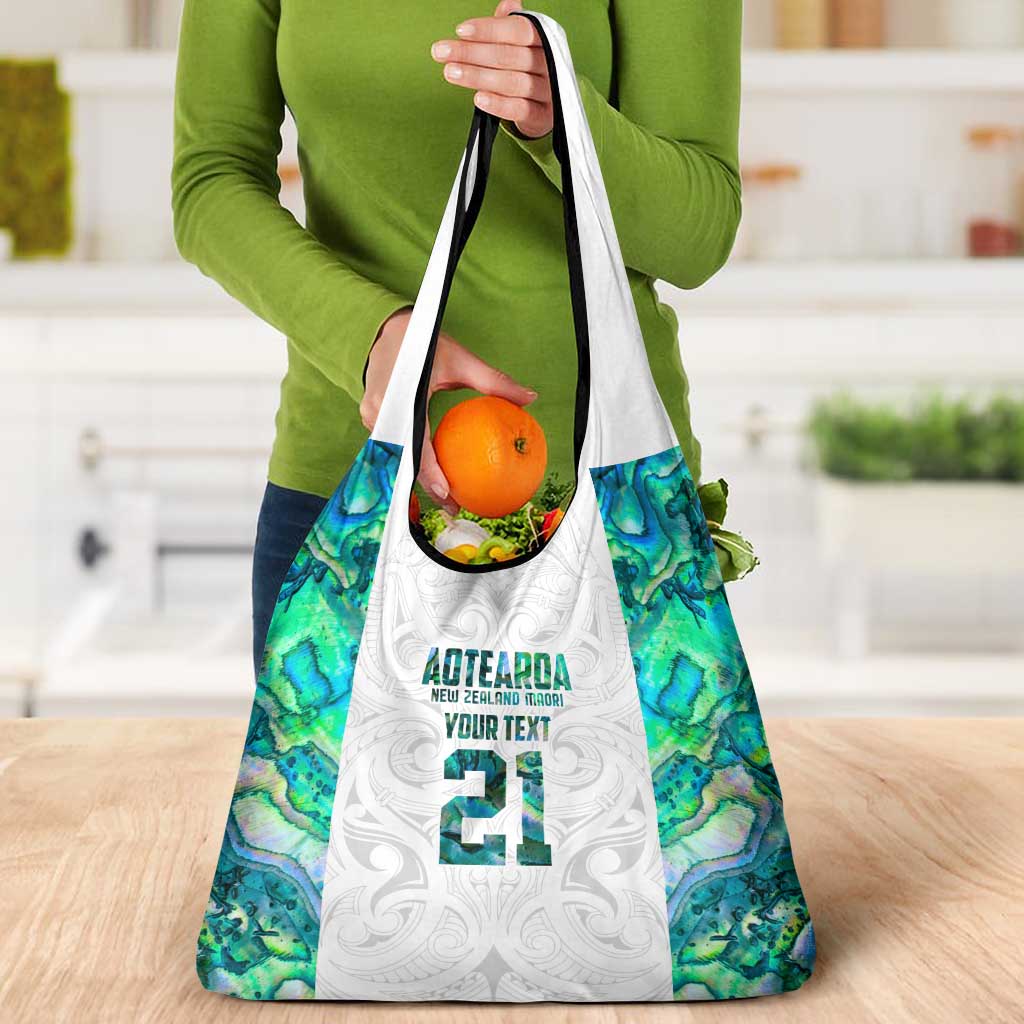 Custom New Zealand Aotearoa Grocery Bag Green Maori Paua Shell Indigenous - Aussie Hoodie