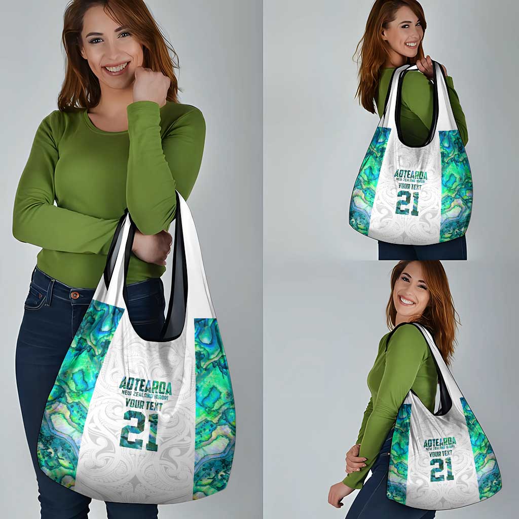 Custom New Zealand Aotearoa Grocery Bag Green Maori Paua Shell Indigenous - Aussie Hoodie