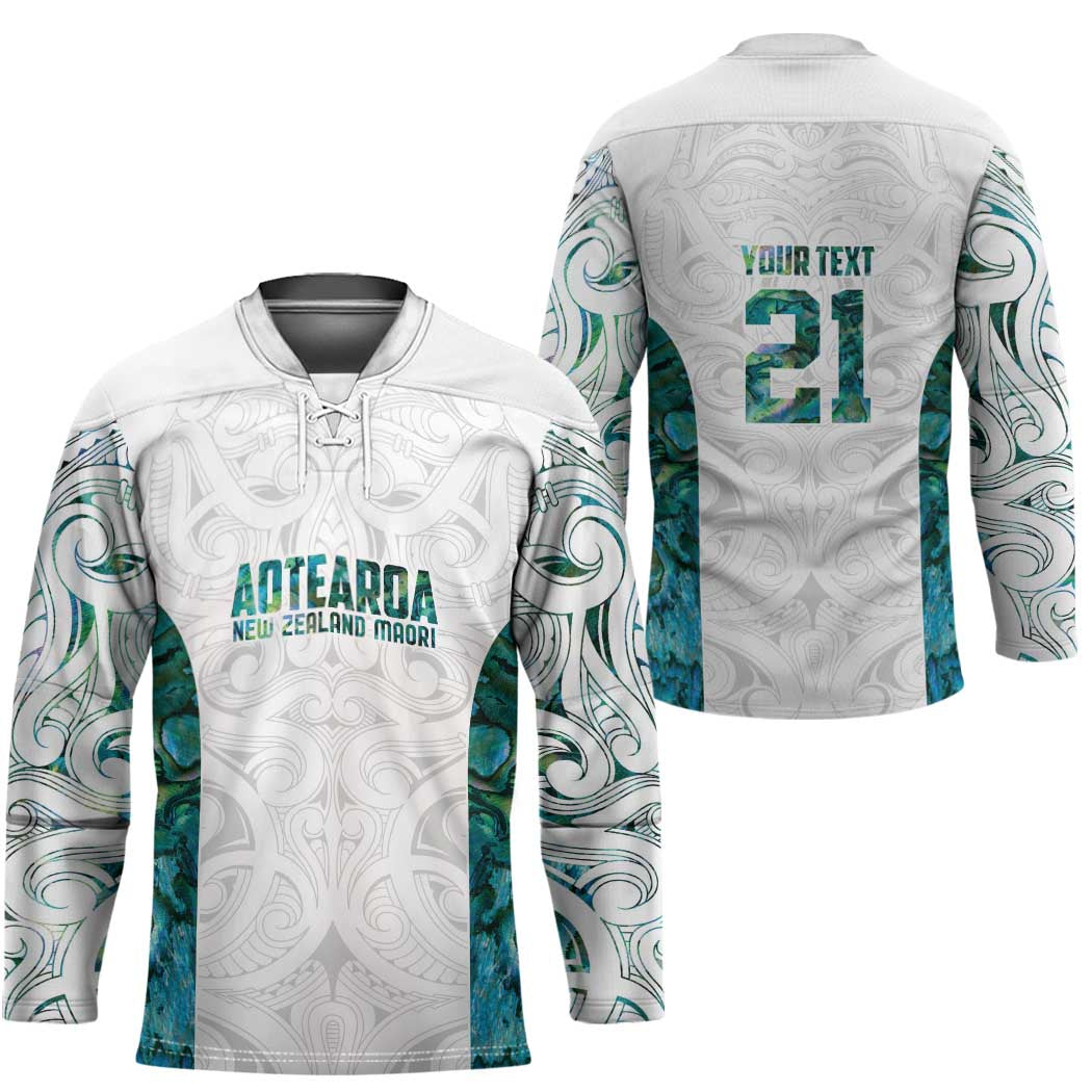Custom New Zealand Aotearoa Hockey Jersey Green Maori Paua Shell Indigenous - Aussie Hoodie