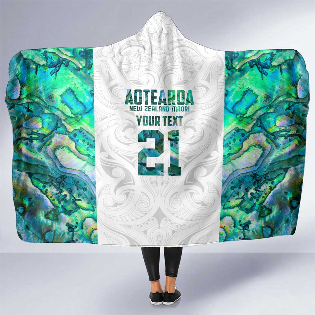 Custom New Zealand Aotearoa Hooded Blanket Green Maori Paua Shell Indigenous - Aussie Hoodie