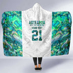 Custom New Zealand Aotearoa Hooded Blanket Green Maori Paua Shell Indigenous - Aussie Hoodie