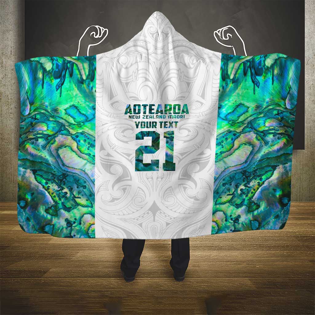 Custom New Zealand Aotearoa Hooded Blanket Green Maori Paua Shell Indigenous - Aussie Hoodie
