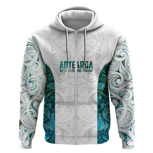 Custom New Zealand Aotearoa Hoodie Green Maori Paua Shell Indigenous - Aussie Hoodie