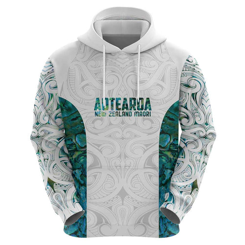 Custom New Zealand Aotearoa Hoodie Green Maori Paua Shell Indigenous - Aussie Hoodie