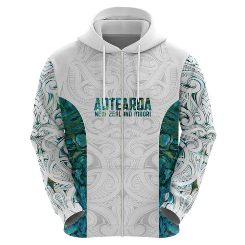 Custom New Zealand Aotearoa Hoodie Green Maori Paua Shell Indigenous - Aussie Hoodie