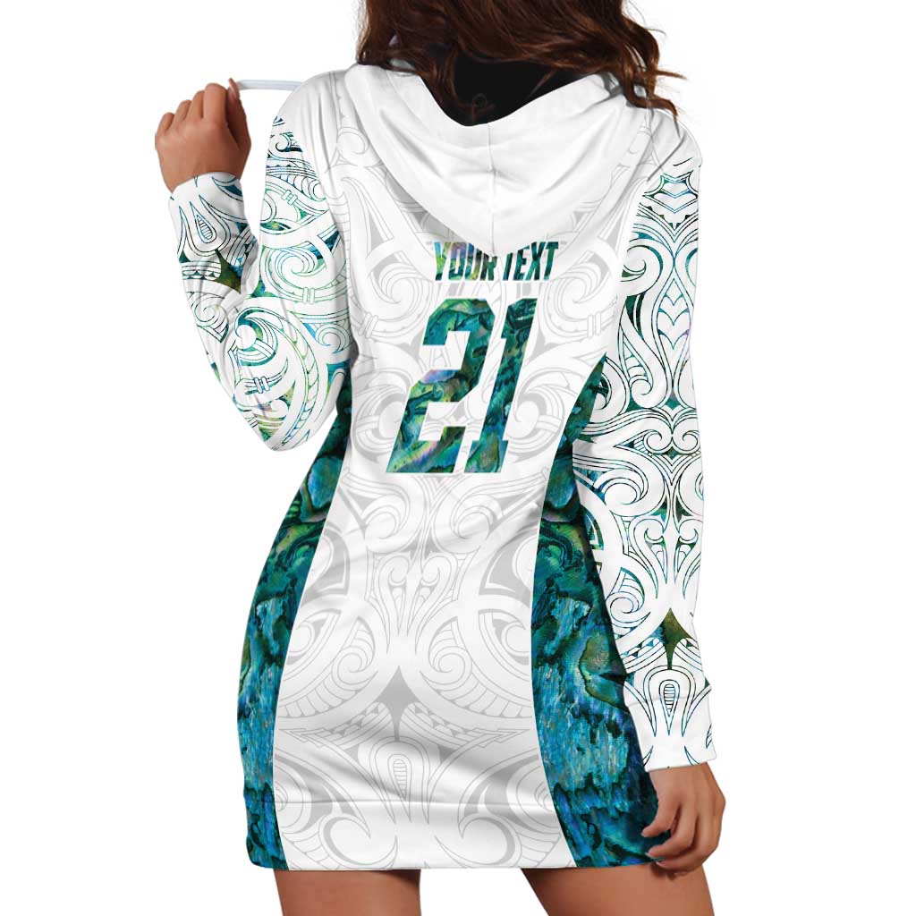 Custom New Zealand Aotearoa Hoodie Dress Green Maori Paua Shell Indigenous - Aussie Hoodie