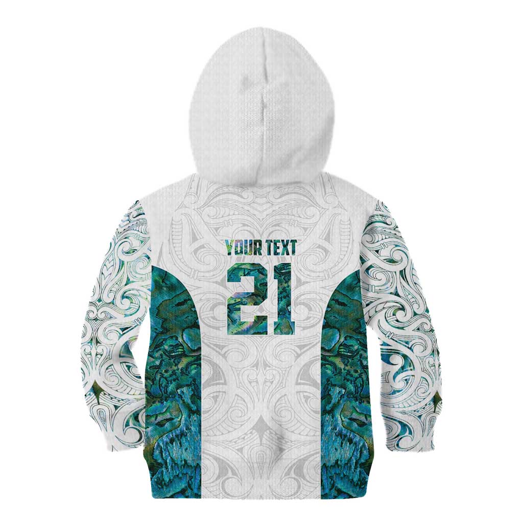 Custom New Zealand Aotearoa Kid Hoodie Green Maori Paua Shell Indigenous - Aussie Hoodie