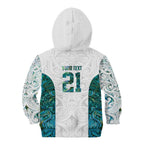 Custom New Zealand Aotearoa Kid Hoodie Green Maori Paua Shell Indigenous - Aussie Hoodie