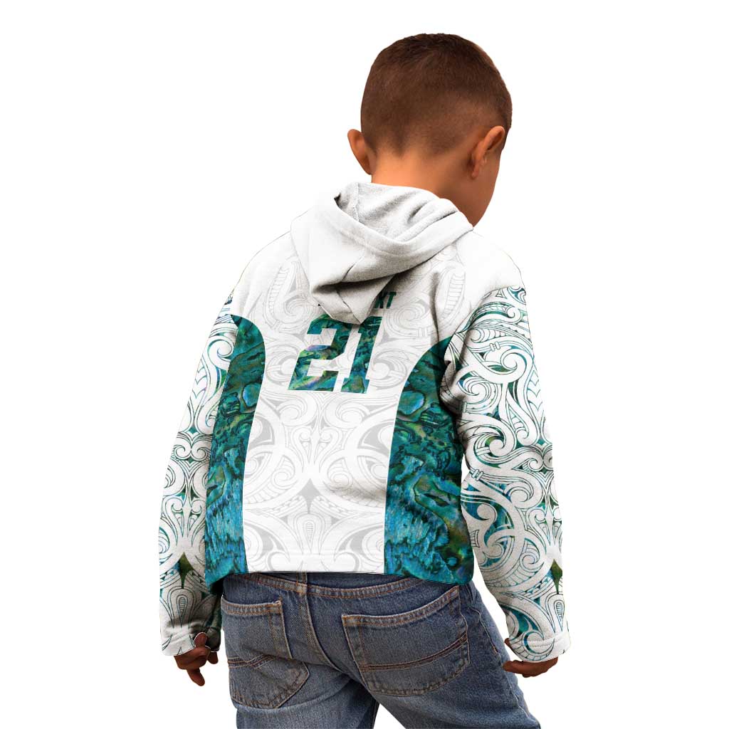 Custom New Zealand Aotearoa Kid Hoodie Green Maori Paua Shell Indigenous - Aussie Hoodie