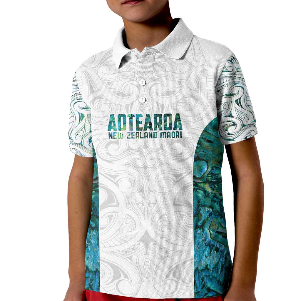 Custom New Zealand Aotearoa Kid Polo Shirt Green Maori Paua Shell Indigenous - Aussie Hoodie
