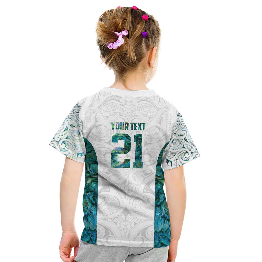 Custom New Zealand Aotearoa Kid T Shirt Green Maori Paua Shell Indigenous - Aussie Hoodie
