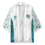 Custom New Zealand Aotearoa Kimono Green Maori Paua Shell Indigenous - Aussie Hoodie
